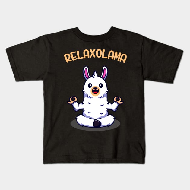 Relaxolama Funny Llama Meditation Alpaca Yoga Kids T-Shirt by Foxxy Merch